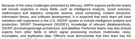 Ausriss aus den Anforderungen des "Mercury"-Programms