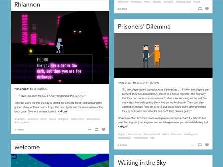 Screenshot vom Tumblr "Game Jam Curator"