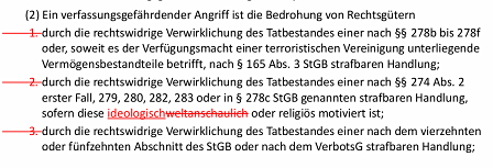 Definition eines "verfassungsgefährdenden Angriffs" im geplanten Gesetzestext