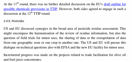 Auszug aus dem Resümee der EU-Kommission zur 11. Runde der TTIP-Verhandlungen