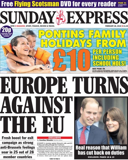 Europe turns against the EU-Titel des Sunday Express