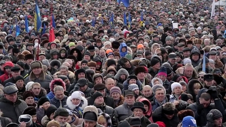 Demonstrierende auf dem Maidan Platz in Kiew, Ukraine