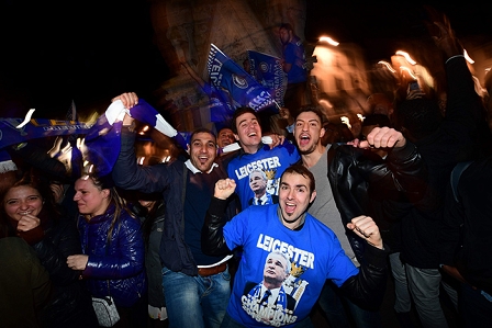 Feiernde Leicester Fans