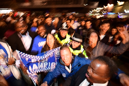 Feiernde Leicester Fans