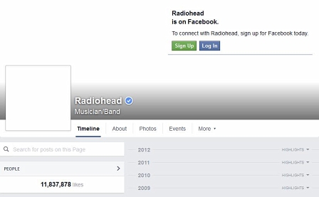 Radiohead auf Facebook ohne Posts