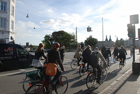 People riding their bicycles in Copenhagen