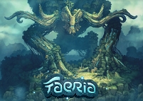 Faeria-Logo und Baum-Artwork