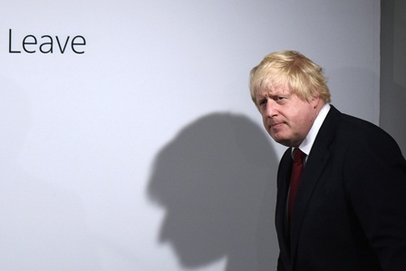 Former London Mayor and "Vote Leave" campaigner Boris Johnson at a press conference in central London on June 24, 2016. 