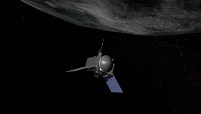 This is an artist's concept of NASA's OSIRIS-REx spacecraft preparing to take a sample from asteroid Bennu.