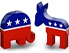 elephant and donkey; republicans/democrats