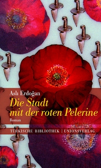 Das Cover des Romans"Die Stadt mit der roten Pelerine" hat Mohnblumen