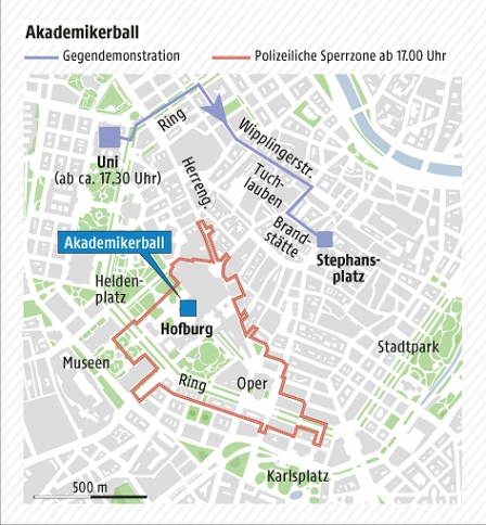 Grafik Akademikerball 2017: Sperrzone und Demo